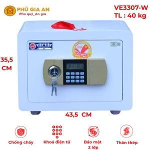 Két sắt Việt Tiệp siêu cường VE3307-W màu trắng điện tử báo động - Model 2024