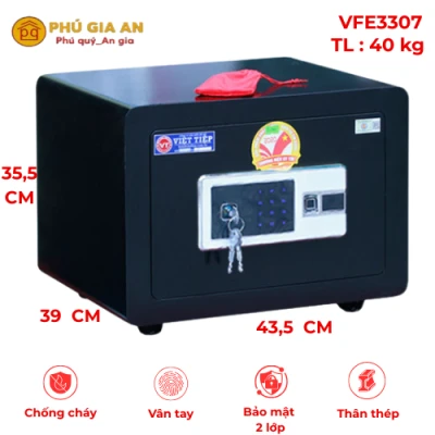 Két sắt Việt Tiệp siêu cường VFE3307 vân tay mã số màu đen - Model 2024